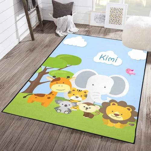 Miniatura 8 de Woodland Bear Fox Deer - Alfombra personalizada de fibra de poliéster antideslizante para decoración del hogar, alfombra personalizada