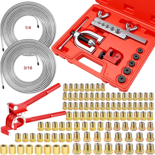 Miniatura 9 de smseace 2 Juegos Kit de Tubería de Línea de Freno de 25Ft. 3/16"+1/4" con Accesorios de Línea de Freno
