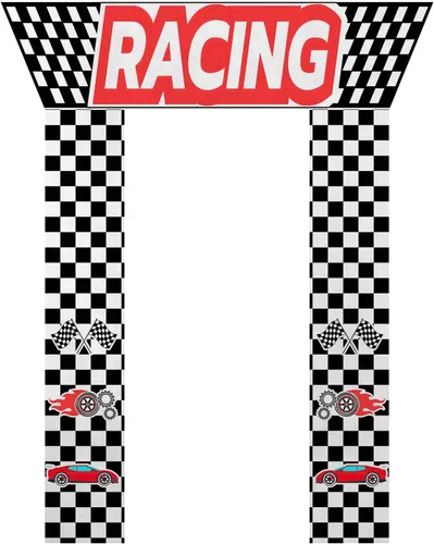 Decoraciones para fiestas de autos de carreras, 3 piezas con temática de carreras, banderas a cuadros, para colgar en cabina de fotos de cumpleaños,