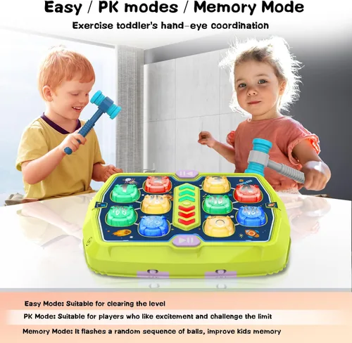 Miniatura 4 de Juguetes para Niños Pequeños de 3-8 Años, Juguetes de Juego de Martillo y Topo para Niños de 3 4 5 6 7+ Años con 3 Modos, Juguetes Interactivos
