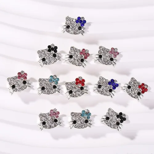 Miniatura 4 de 36 dijes Kawaii para arte de uñas, diseño de gatito brillante 3D, bonitos cristales de diamantes de imitación de metal, decoración de uñas