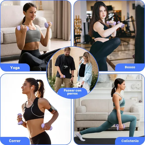 Miniatura 4 de HXD-ERGO Juego de mancuernas ergonómicas para mujeres, pesas de mano para mujeres, para pilates, yoga, correr, entrenamiento de fuerza 3 libras