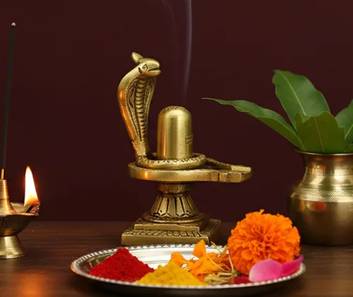 Miniatura 3 de eSplanade Shiv Ling Shiva Lingam de latón con estatua de Sheshnaag Ídolo Murti para el templo casero y Pooja - 4 pulgadas