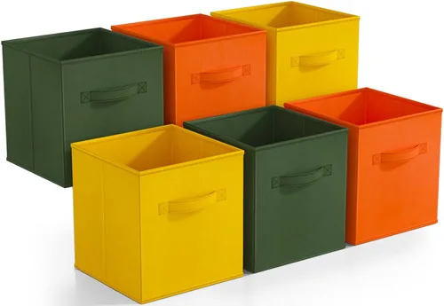 Miniatura 8 de Sorbus Cubos de Almacenamiento Plegables - 6 Cestas de Tela para Organizar Despensa, Estante, Caja de Juguetes, Cubículo, Organizador de Armario