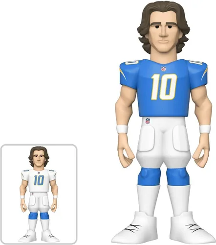 Miniatura 3 de Paquete de figuras de fútbol de Tackle Funko Pop Gold Bundle: Jugadores de equipo Zach Wilson New York + Justin Herbert Los Angeles W/ Chance of