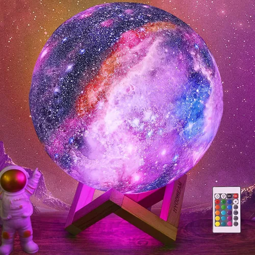 Miniatura 8 de Lámpara de luna de 4.3'' para niños, luz nocturna, lámpara de galaxia, 16 colores, luz LED con control táctil y remoto, lámpara de mesita de noche