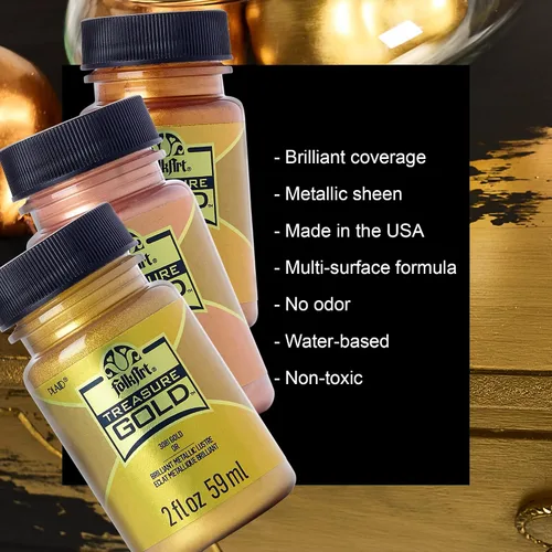 Miniatura 4 de FolkArt Oro surtido fácil de aplicar, suministros de arte con un acabado metálico, pintura del tesoro de 2 onzas líquidas 2.0 fl oz (paquete de 1)