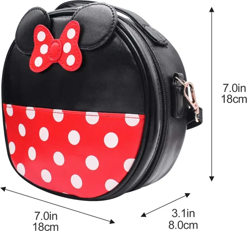 Miniatura 6 de Finex Mini bolso de viaje con diseño de lunares de Minnie Mouse NegroRojo Bolsa Redonda Viajar