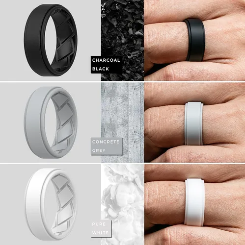 Miniatura 4 de Silicone Ring Wedding Band for Men - 8mm Width 2.3mm Thick