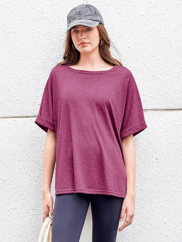 Miniatura 5 de Camiseta de gran tamaño para mujer, holgada, de manga corta, casual, para verano