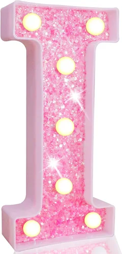 Miniatura 77 de Pooqla Luces de números de marquesina, números de luz rosa para niñas de 10.º cumpleaños, funciona con pilas, luz nocturna de número con purpurina