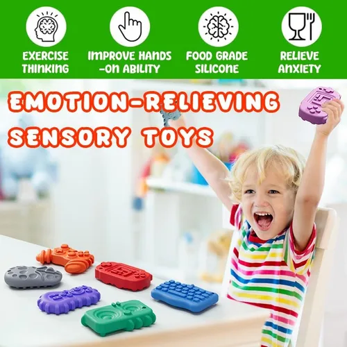 Miniatura 2 de Juguetes sensoriales antiestrés para niños y adultos, 6 piedras sensoriales texturizadas para autismo, TDAH, niños, calmantes, piedras