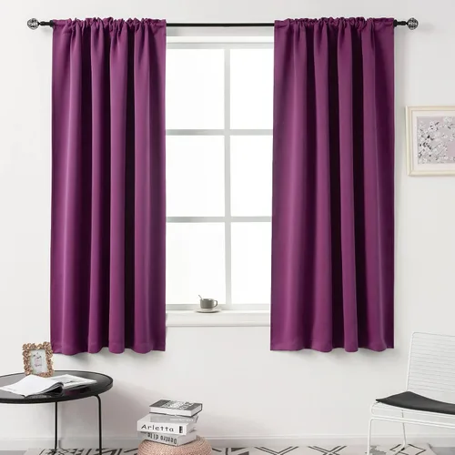 Miniatura 39 de DUALIFE Cortinas opacas de 45 pulgadas de largo, 2 paneles para ventanas pequeñas de dormitorio, aislamiento térmico, bolsillo para barra, cortinas