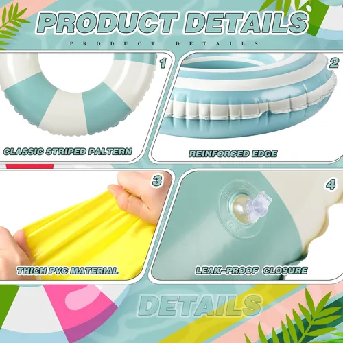 Miniatura 3 de Libima Flotadores inflables de piscina para adultos, anillos de natación, tubos de natación, flotadores para adultos, decoraciones hawaianas