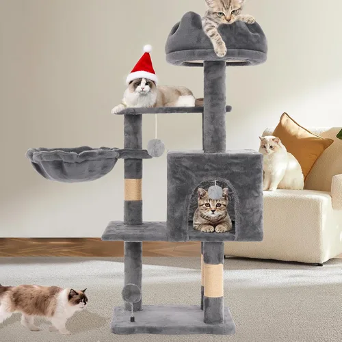Miniatura 8 de Árbol gótico para gatos de interior para gatos grandes y adultos, torre gótica de 40.5 pulgadas con cama de ataúd, poste rascador, condominio