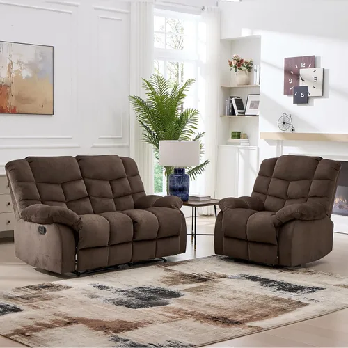 Miniatura 21 de CANMOV Silla reclinable manual, sofá reclinable individual con respaldo y reposabrazos sobrerelleno para sala de estar, muebles de dormitorio