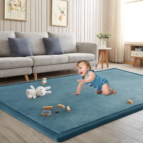 Miniatura 11 de Alfombra de juego para acostar al bebé, alfombrilla para guardería, tapete tipo tatami de espuma viscoelástica de 1.3 pulgadas de grosor, para bebés