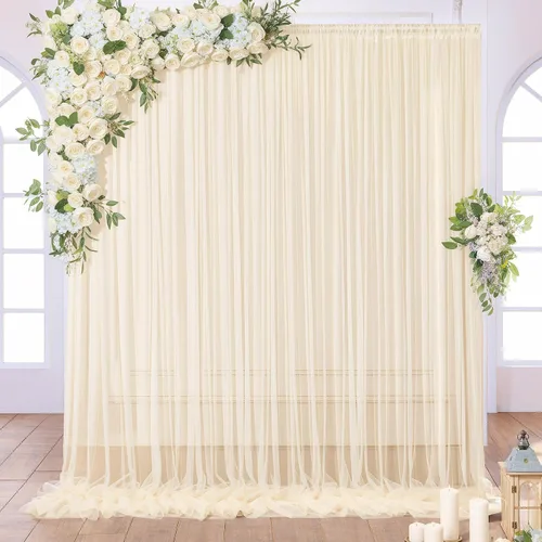 Cortinas de fondo de tul transparente color champán para fiesta y boda, cortinas de fondo sin arrugas para baby shower, fiesta de cumpleaños,
