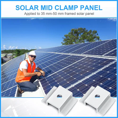 Miniatura 3 de Paquete de 12 abrazaderas centrales para panel solar de 1.06 pulgadas, accesorios de montaje de aluminio, abrazadera media solar de aluminio