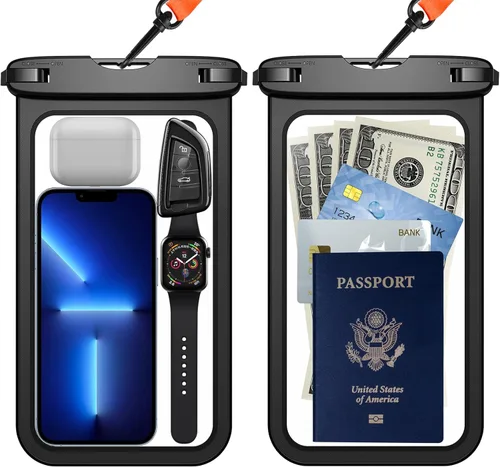Miniatura 7 de 2 bolsas flotantes impermeables para teléfono, [hasta 10 pulgadas grandes] universal IPX8 impermeable bolsa seca para teléfono celular con cordón