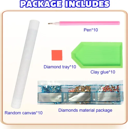Miniatura 2 de antor Paquete de 10 kits de pintura de diamantes 5D para adultos, juego de arte de diamantes de paisaje de taladro completo, lienzo de pintura