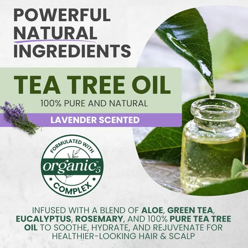 Miniatura 4 de KESMEDIK Tea Tree - Juego de champú y acondicionador de lavanda con menta y romero, limpia, enfría y alivia la picazón del cuero cabelludo, sin