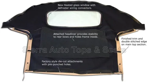 Miniatura 7 de Sierra Auto Tops & Seats Capota Convertible para Mazda Miata MX5 1990-2005 - Negro, Vinilo Cabrio - Reemplazo de Capota Convertible con Ventana