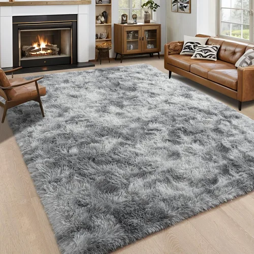 Miniatura 45 de Noahas - Alfombra suave y afelpada para habitación de niña y sala de estar, colorida, decoración para guardería, teñido anudado arcoíris, azul