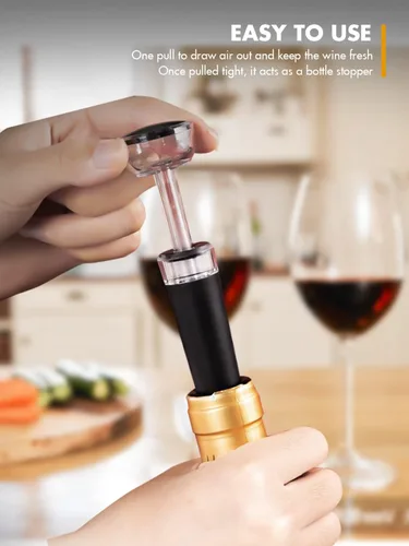 Miniatura 7 de Juego de regalo de vino eléctrico recargable, aireador, tapones de vacío, cortador de papel de aluminio y abridor de botellas para bar en casa