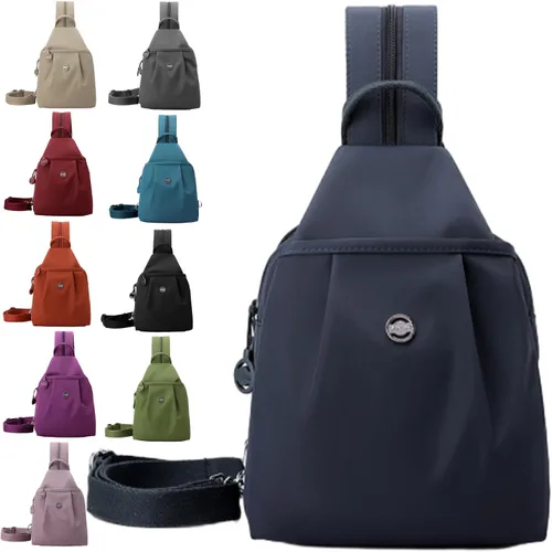 Miniatura 14 de Bolsa impermeable de 2 vías, bolsa de hombro convertible Oxford de gran capacidad, bolsa cruzada para mujer, mochila de viaje, Negro -, Mediana