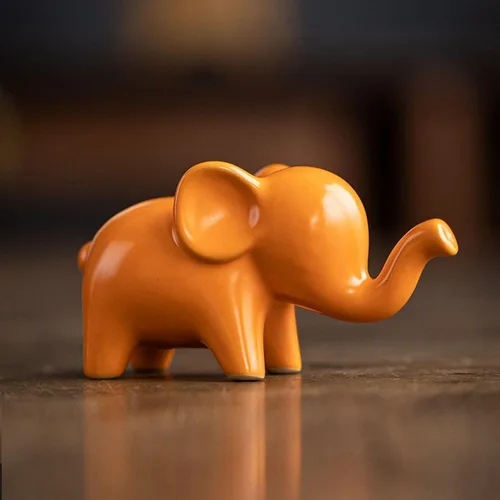Miniatura 7 de OwMell Decoración de elefante de buena suerte para el hogar, pequeña estatua de elefante de cerámica para decoración del hogar, chapada en oro