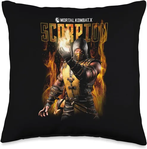 Mortal Kombat X Scorpion Flames - Almohada (16.0 x 16.0 in), multicolor