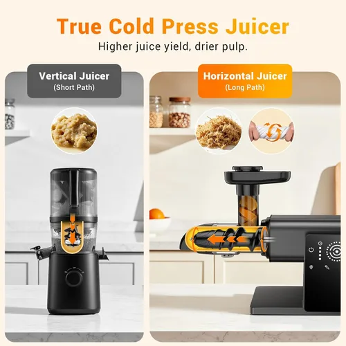 Miniatura 7 de Exprimidores de prensa en frío, exprimidores de masticación lenta con pantalla táctil inteligente LED, extractor profesional para verduras de hoja