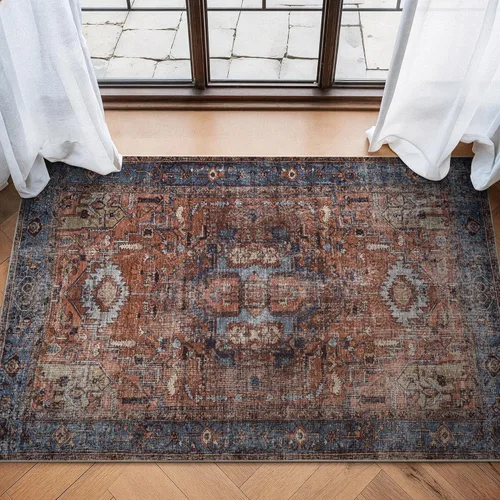 Miniatura 75 de Bloom Rugs - Alfombra lavable, antideslizante, de 1,83 x 2,74 m, color beige/blanco claro con borde tradicional, para sala de estar, dormitorio