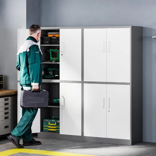 Miniatura 2 de Letaya - Armario de almacenamiento de metal con puerta con cerradura, gabinetes de acero con estantes ajustables para oficina, hogar, despensa