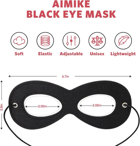 Miniatura 2 de Máscara de superhéroe AIMIKE, máscara de ojos de fieltro negro, disfraz de Halloween, máscara ajustable con cuerda elástica
