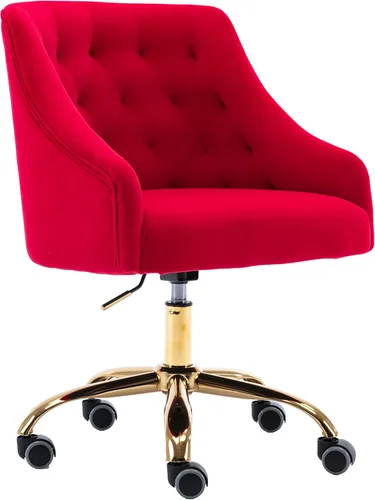 Silla de trabajo cómoda para oficina en casa con ruedas, linda silla de escritorio giratoria ajustable de tocador moderna tapizada en terciopelo con