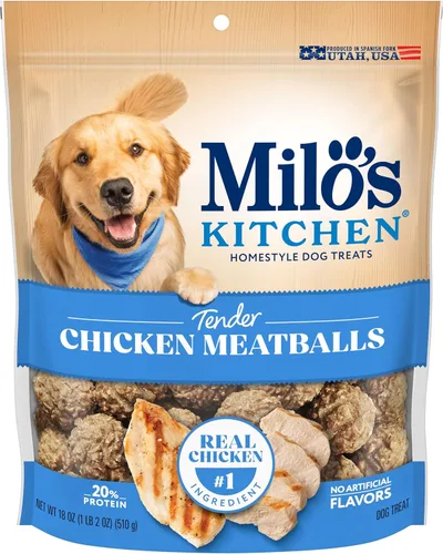Miniatura 9 de Milo's Kitchen Homestyle - Golosinas para perros, rebanadas de salchicha de pollo y manzana, 18 onzas, altas en proteínas, sin sabores artificiales