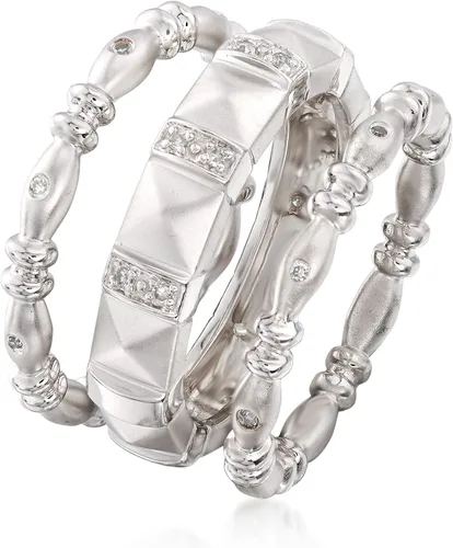 Miniatura 3 de Ross-Simons 0.10 ct. t.w. Diamond Jewelry Set 3 Stackable Eternity Bands in Sterling Silver