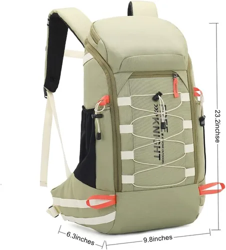 Miniatura 8 de Bseash Mochila impermeable de 40 L para senderismo, camping, con cubierta para lluvia, deportes al aire libre, para esquí, ciclismo (verde guisante)