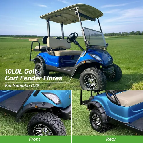 Miniatura 3 de 10L0L 4PCS Golf Cart Fender Flares for Yamaha G29, EZGO TXT/RXV, Club Car DS/Precedent - Heavy Duty ABS Plastic Mud Guards with Reflectors &