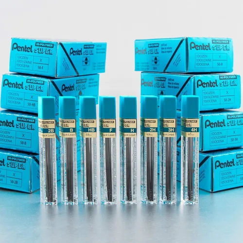 Miniatura 8 de Pentel Super Hi-Polymer repuesto de mina, 3/100 pulgadas, Gris