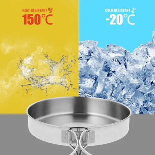 Miniatura 3 de Sartén pequeña para acampar, sartén portátil de acero inoxidable de 5.8 pulgadas para cocinar al aire libre con mango plegable, mini sartén