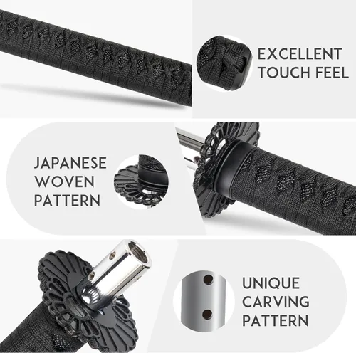 Miniatura 4 de Pomo de palanca de cambios estilo Katana, espada Samurái, universal para autos manuales con adaptadores, negro (26 cm)