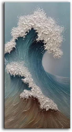 Miniatura 9 de YaSheng Art - Arte abstracto de 24 x 48 pulgadas, pinturas al óleo sobre lienzo, arte abstracto de plata gruesa, arte moderno para decoración