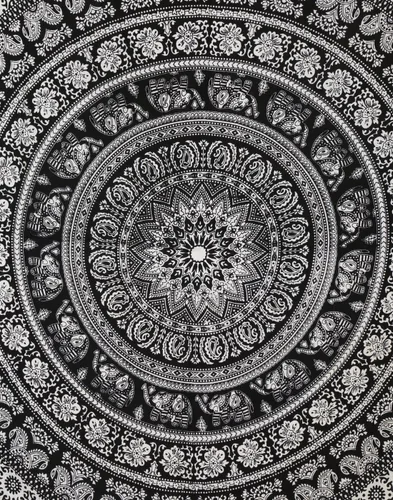 Miniatura 2 de RAJRANG - Tapiz de mandala indio para colgar en la pared, diseño hippie, de elefante, playa, decoración de dormitorio universitario, bohemio, boho.