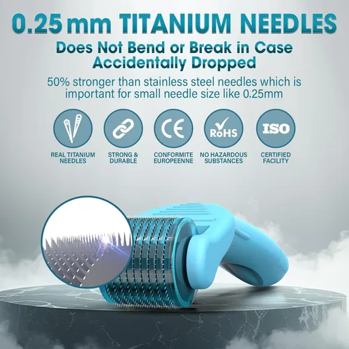 Miniatura 3 de Rodillo Derma para debajo de los ojos y la cara – Vitalysse - Herramienta de microagujas de titanio de 0.010 in para ojeras, ojos hinchados, líneas