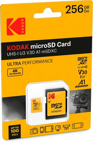Miniatura 2 de Kodak Tarjeta MicroSDXC UHS-I U3 V30 A1 de 256 GB con adaptador - Velocidad de lectura de hasta 95 MB/s - Velocidad de escritura de hasta 85 MB/s