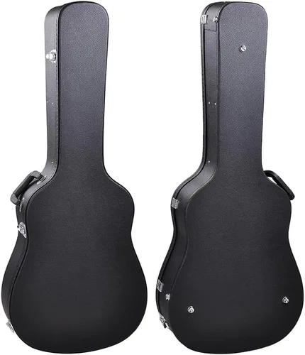 Miniatura 9 de ZeHuoGe Estuche de carcasa dura de madera con cerradura para guitarra acústica Dreadnought de 41" con superficie PU (para guitarra acústica)