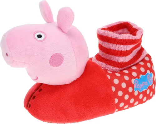 Peppa Pig Pantuflas para niños pequeños pantuflas novedosas de cuerpo completo color rojo para niños de 5 a 6 a 9 a 10 años